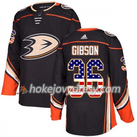 Pánské Hokejový Dres Anaheim Ducks John Gibson 36 2017-2018 USA Flag Fashion Černá Adidas Authentic